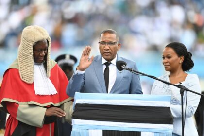 Botswana’s new president Duma Boko (C) was sworn in, a week after his landslide election victory Monirul Bhuiyan