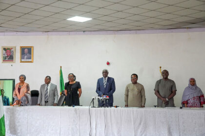 Members of a special panel appointed by Nigeria's National Human Rights Commission to investigate a series of reports by Reuters that exposed an army-run abortion programme meet in Abuja in early February. REUTERS/Stringer