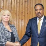 State Minister of Foreign Affairs, H.E. Ambassador Mesganu Arga, and UK Special Envoy to the Horn of Africa and the Red Sea, H.E. Ambassador Alison Blackburne, discuss regional peace and cooperation at a meeting in Addis Ababa. Both parties reaffirmed their commitment to strengthening collaboration and addressing security challenges in the Horn of Africa. (Photo: MoFA Ethiopia)