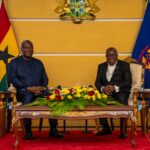 President-Elect John Dramani Mahama and Nana Addo Dankwa Akufo-Addo, President of the Republic of Ghana at the Jubilee House in Accra, Ghana.