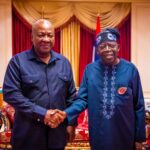 The President-Elect of Ghana, John Mahama, on Monday, paid a courtesy visit to President Bola Tinubu at the Presidential Villa.