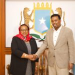 Tanzanian Minister Hon. Pindi Chana arrives in Mogadishu for MoU discussions with Somalia. Photo: MoFA Somalia