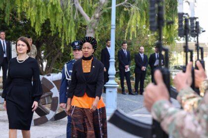 South Africa’s High Commissioner Dr. Lindiwe Msengana-Ndlela presents her Letters of Credence to Cyprus President Nikos Christodoulides.