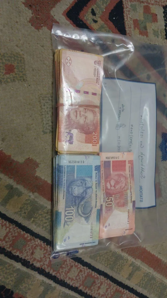 Seized cash