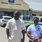 R -L: The NUSA President, Prince Barr Smart Nwobi, accompanied by Deputy Secretary General Mr Coker Bright, visited Midrand Police Station to probe the reported brick assault that resulted in the death of Nigerian citizen Chukwunta Friday Julius, in Midrand, Johannesburg, South Africa. Photo: LagostoJozi