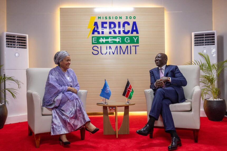 President William Ruto meets with UN Deputy Secretary-General Amina J. Mohammed during the African Energy Summit in Dar-es-Salaam.