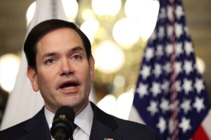 Marco Rubio speaks after he is sworn in as Secretary of State by U.S. Vice President JD Vance at the Eisenhower Executive Office Building in Washington, U.S., January 21, 2025. REUTERS/Kevin Lamarque/File Photo
