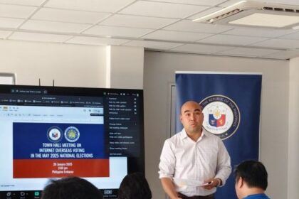 Filipino community members attend the Philippine Embassy's Town Hall on the Online Voting System in South Africa.