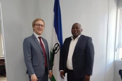 H.E. Harry MacDonald, British High Commissioner to Lesotho, meets with the Honourable Minister Shelile to discuss trade opportunities under the Developing Countries Trade Scheme (DCTS).