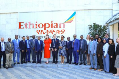 UK Deputy Prime Minister Angela Rayner meets with Ethiopian Airlines CEO Mesfin Tasew during her visit.