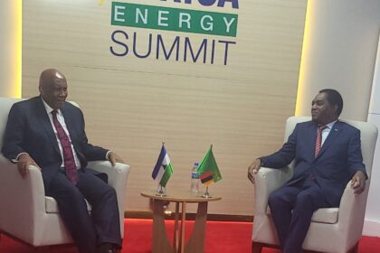 King Letsie III and President Hichilema discuss regional cooperation at the Energy Summit in Dar es Salaam.
