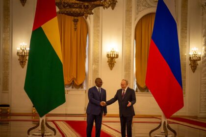 Guinea-Bissau's President Umaro Sissoco Embalo attends a meeting with Russian president Vladimir Putin at the Kremlin in Moscow, Russia, February 26, 2025.