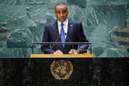 Somalia's Prime Minister Hamza Abdi Barre addresses the 78th Session of the U.N. General Assembly in New York City, U.S., September 23, 2023. REUTERS/Eduardo Munoz/File Photo