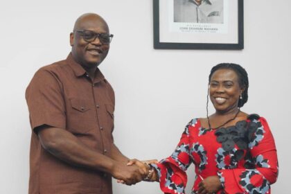 Ambassador Ntsiuoa Sekete offers her support to Deputy Chairperson Selma Malika Haddadi during a courtesy visit at the African Union Commission.