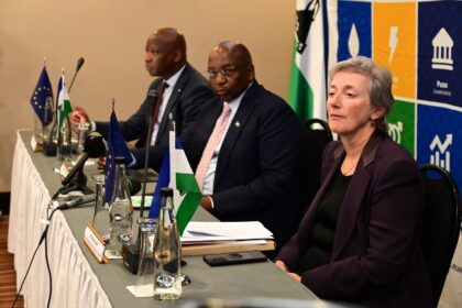 Prime Minister Sam Ntsokoane Matekane delivers remarks during the launch of three EU-supported development programmes in Maseru.