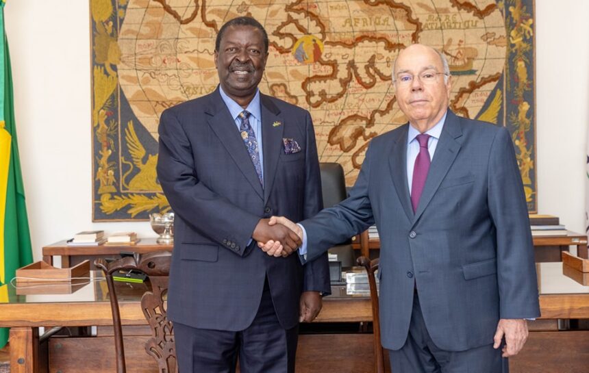 Prime Cabinet Secretary Musalia Mudavadi meets Brazil’s Foreign Minister Mauro Vieira in Brasília during the 5th Kenya–Brazil Political Consultations, where both leaders signed a tourism pact and discussed support for Haiti.