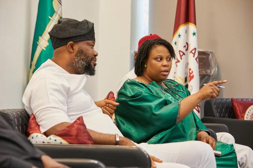 Dr. Nkiruka Maduekwe, DG of the National Council on Climate Change Secretariat, alongside the Green Climate Fund mission team and Nigerian lawmakers, discuss strategies to boost climate finance and restore the Lake Chad Basin in Abuja.