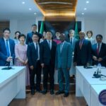Ambassador Hadera Abera (center) receives Wang Xiaohan, Vice President of the Shanghai Federation of Industry and Commerce, and his delegation during a meeting in Addis Ababa.