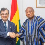 Ghana’s Foreign Affairs Minister Hon. Samuel Okudzeto Ablakwa (right) meets with Japan’s Ambassador to Ghana, H.E. Hiroshi Yoshimoto (left), to discuss strengthening bilateral cooperation in key development sectors.
